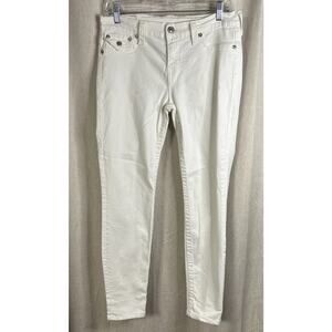 True Religion White Jeans Women Size 32 Skinny White Flap Pockets